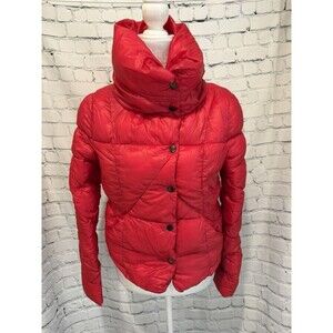 Kenneth Cole New York Puffer Jacket High Neck Red  Zip Snap Women's XS